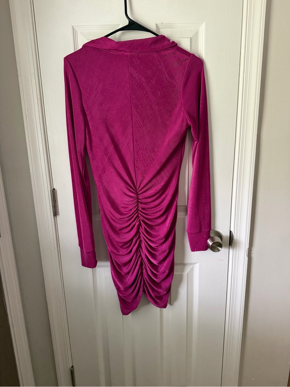 Fuchsia Ruched Button-Front Dress - Picture 2 of 2
